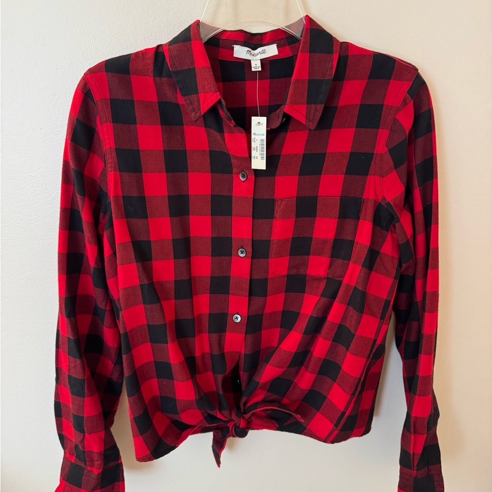 Madewell Red and Black Plaid Button Down Shirt